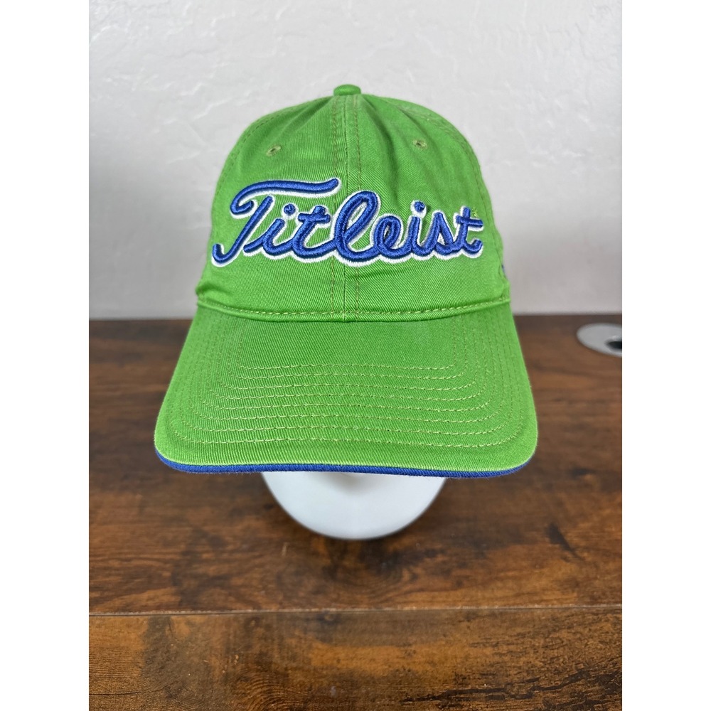 Titleist Golf Hat Mens Adjustable Strapback Green Blue Pro V1 FJ Logo
